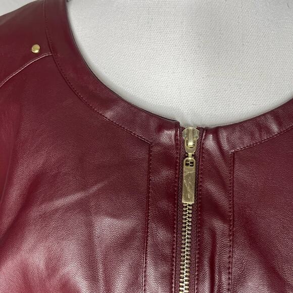 Catherines Black Label Faux Burgundy Color Leather Jacket 3X - 26 28W - Picture 2 of 9